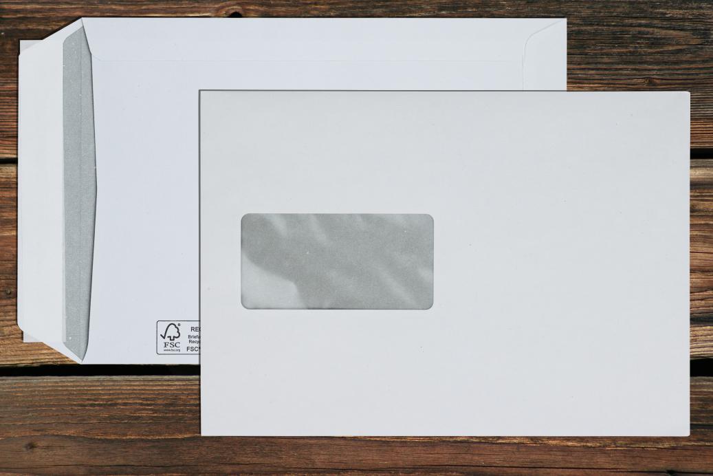 Versandtaschen mit Fenster C5 162x229 mm Haftklebend Recycling Weiß 100 g/qm